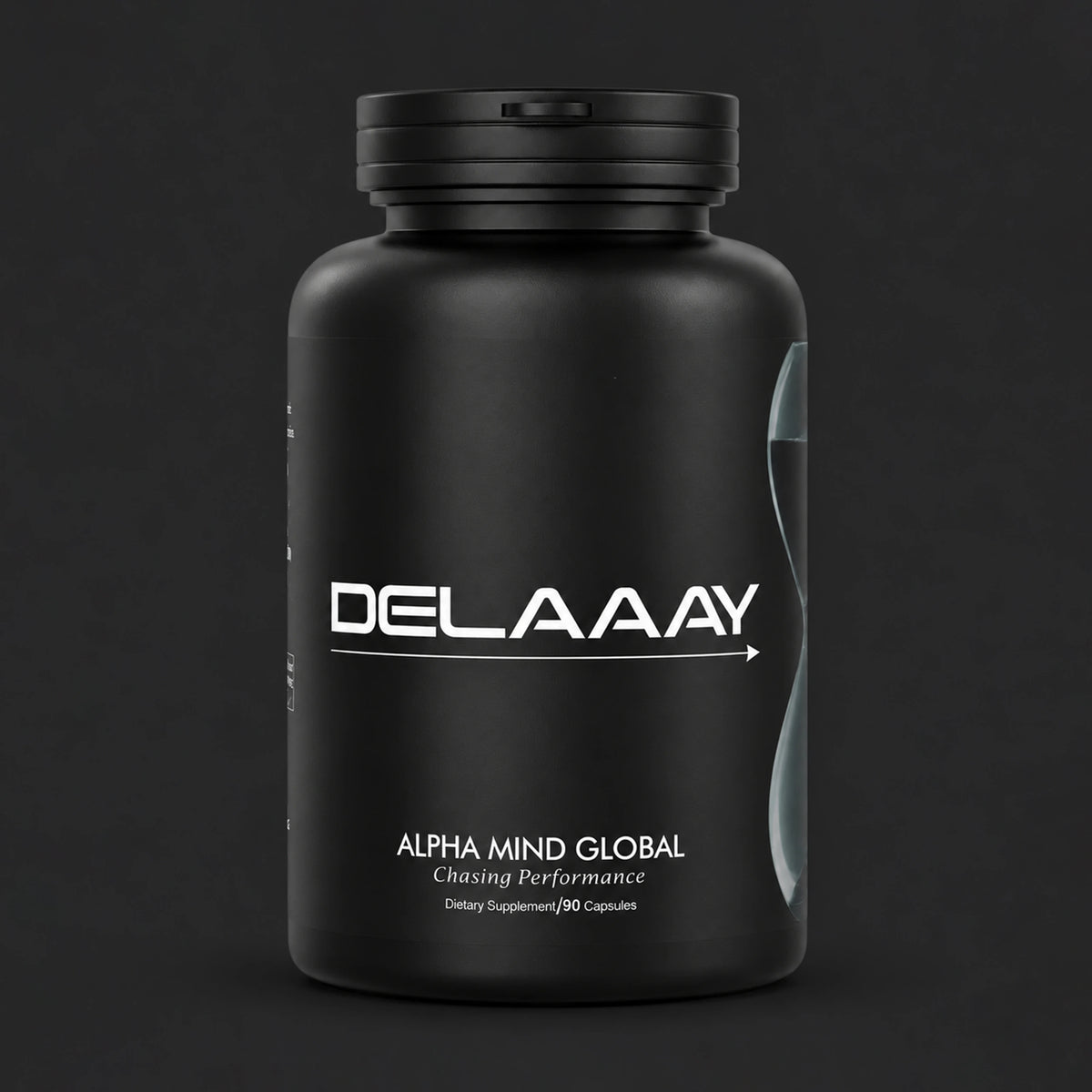 Alpha Delaaay dietary supplement bottle, 90 capsules, by Alpha Mind Global