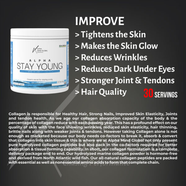 Alpha Stay Young - Hydrolyzed Marine Collagen, L-Glutathione, Rosehips, Niacin, Biotin - Image 4